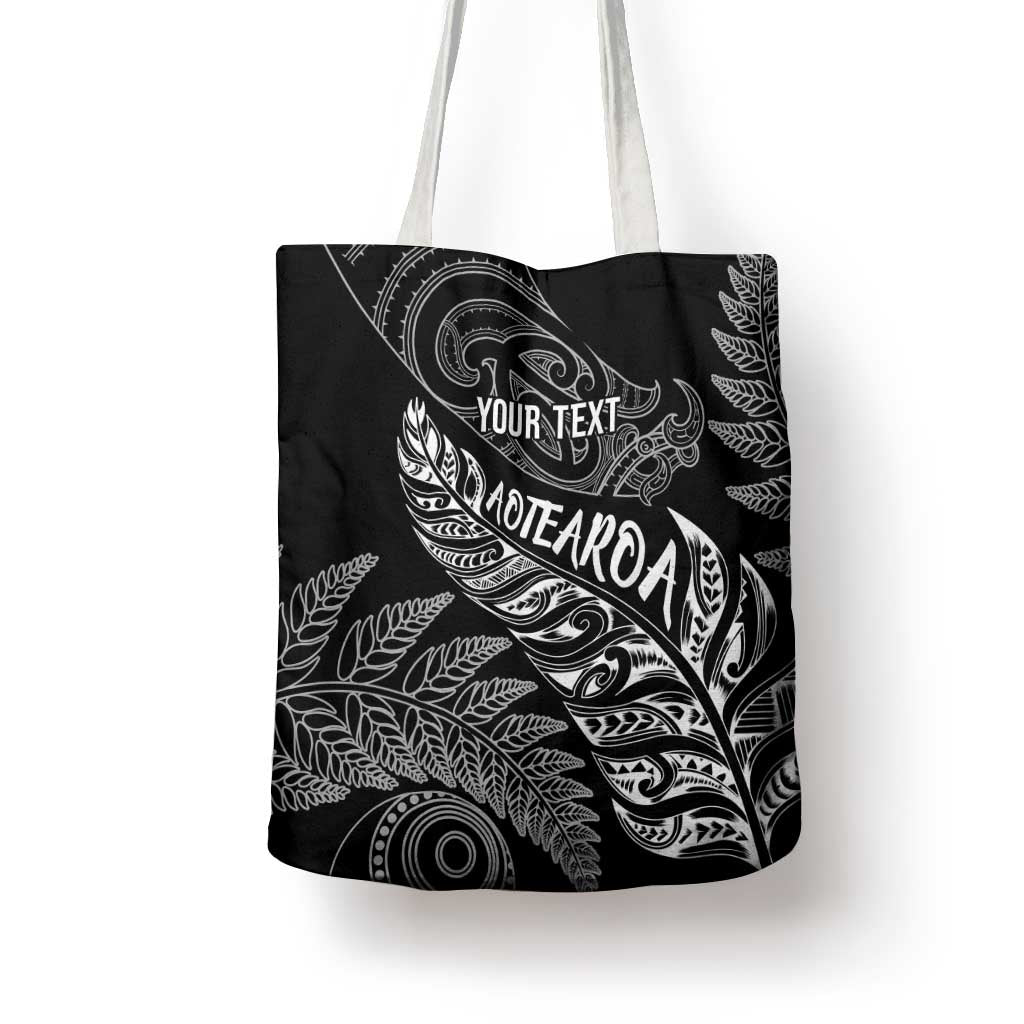 Aotearoa Personalized Lawn Bowls Maori Tote Bag New Zealand Black Tribal Silver Fern - Aussie Hoodie