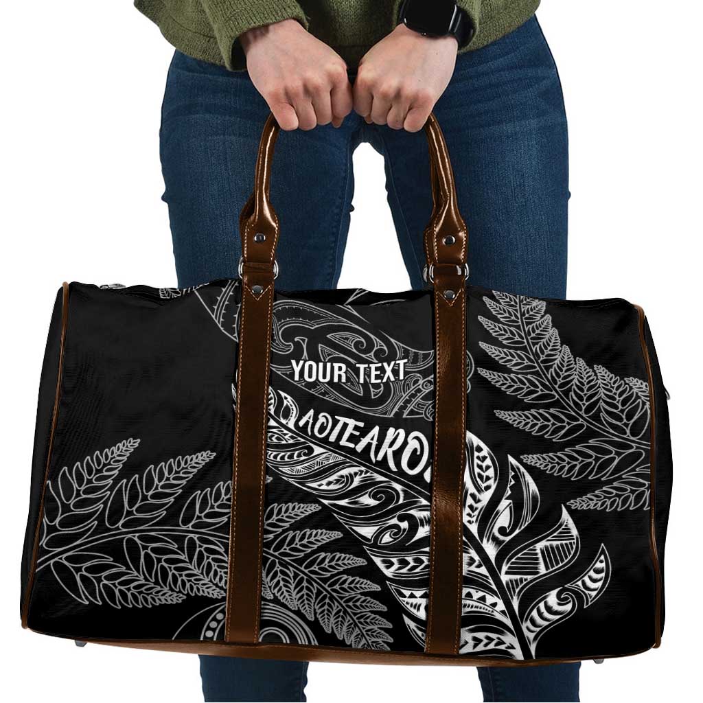 Aotearoa Personalized Lawn Bowls Maori Travel Bag New Zealand Black Tribal Silver Fern - Aussie Hoodie