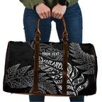 Aotearoa Personalized Lawn Bowls Maori Travel Bag New Zealand Black Tribal Silver Fern - Aussie Hoodie