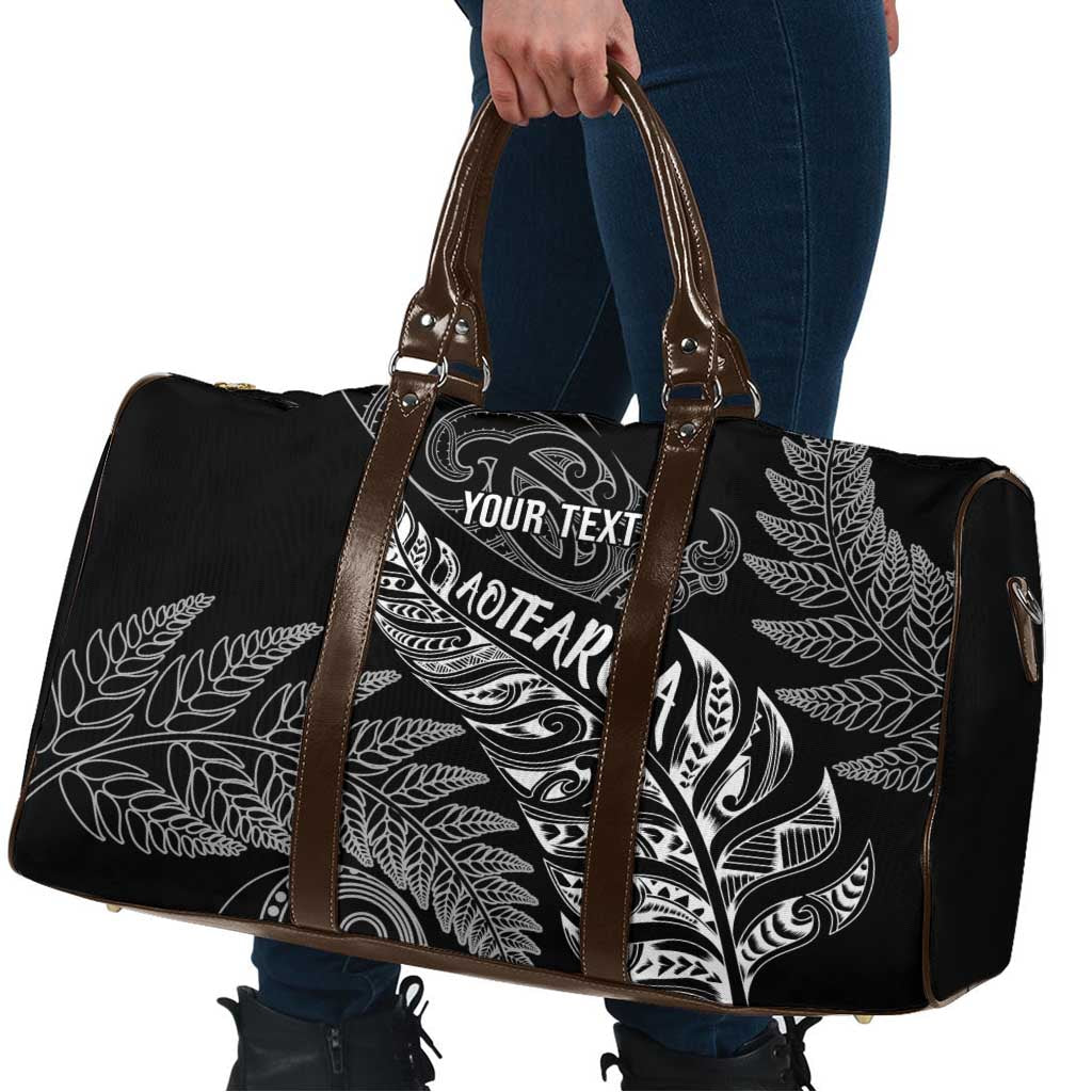 Aotearoa Personalized Lawn Bowls Maori Travel Bag New Zealand Black Tribal Silver Fern - Aussie Hoodie