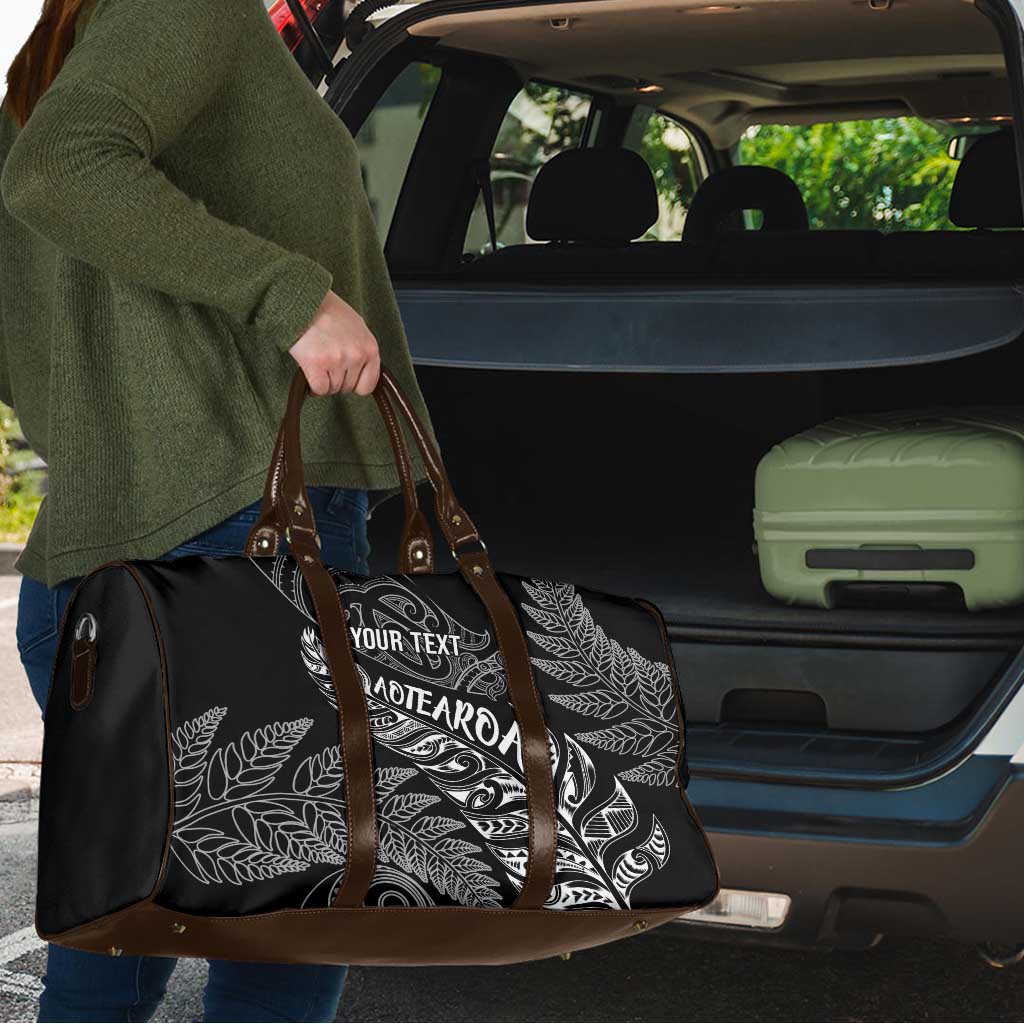 Aotearoa Personalized Lawn Bowls Maori Travel Bag New Zealand Black Tribal Silver Fern - Aussie Hoodie