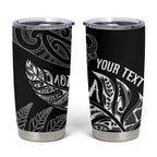 Aotearoa Personalized Lawn Bowls Maori Tumbler Cup New Zealand Black Tribal Silver Fern - Aussie Hoodie