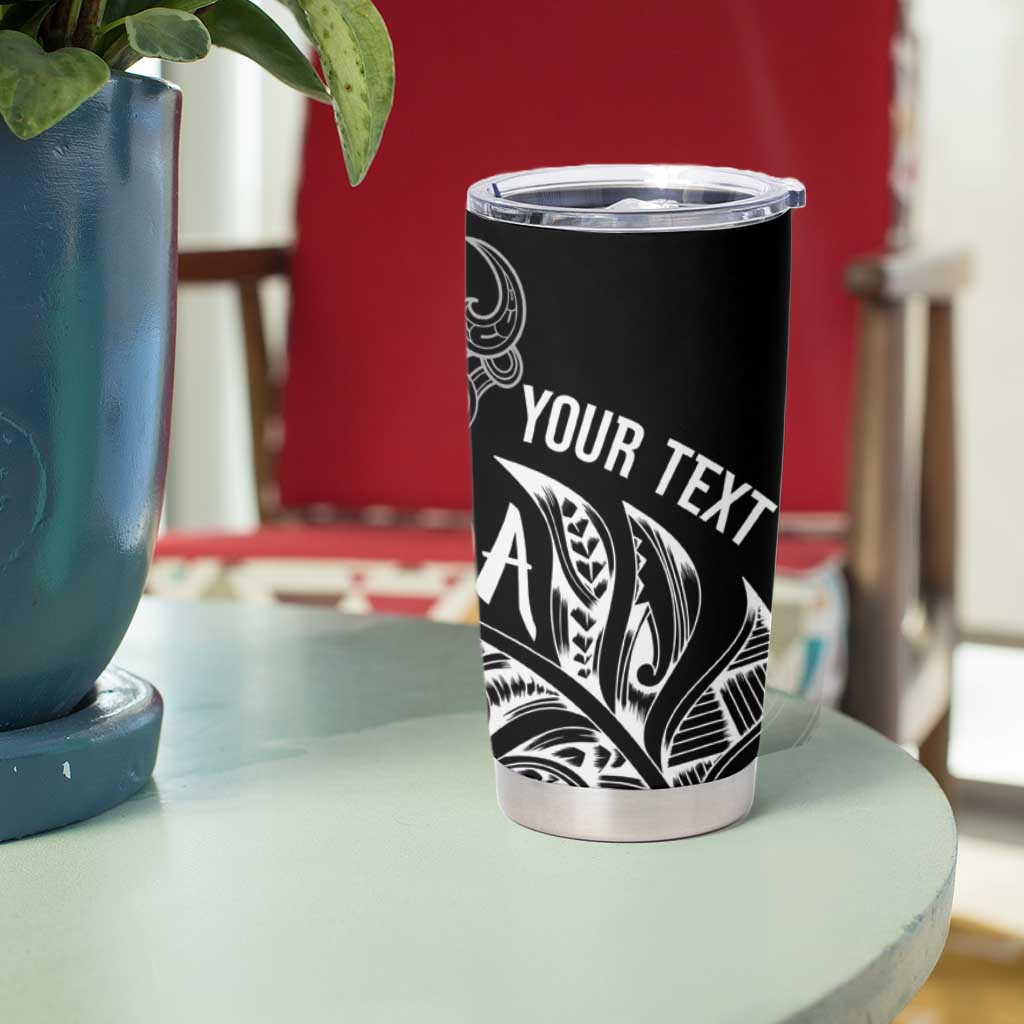 Aotearoa Personalized Lawn Bowls Maori Tumbler Cup New Zealand Black Tribal Silver Fern - Aussie Hoodie