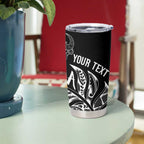 Aotearoa Personalized Lawn Bowls Maori Tumbler Cup New Zealand Black Tribal Silver Fern - Aussie Hoodie