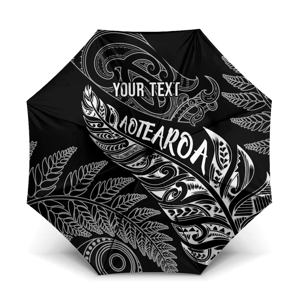Aotearoa Personalized Lawn Bowls Maori Umbrella New Zealand Black Tribal Silver Fern - Aussie Hoodie