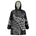Aotearoa Personalized Lawn Bowls Maori Wearable Blanket Hoodie New Zealand Black Tribal Silver Fern - Aussie Hoodie