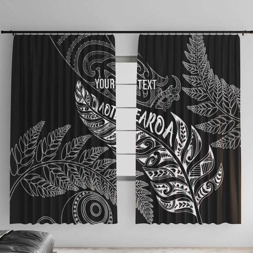 Aotearoa Personalized Lawn Bowls Maori Window Curtain New Zealand Black Tribal Silver Fern - Aussie Hoodie