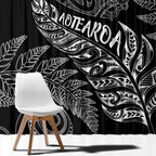 Aotearoa Personalized Lawn Bowls Maori Window Curtain New Zealand Black Tribal Silver Fern - Aussie Hoodie