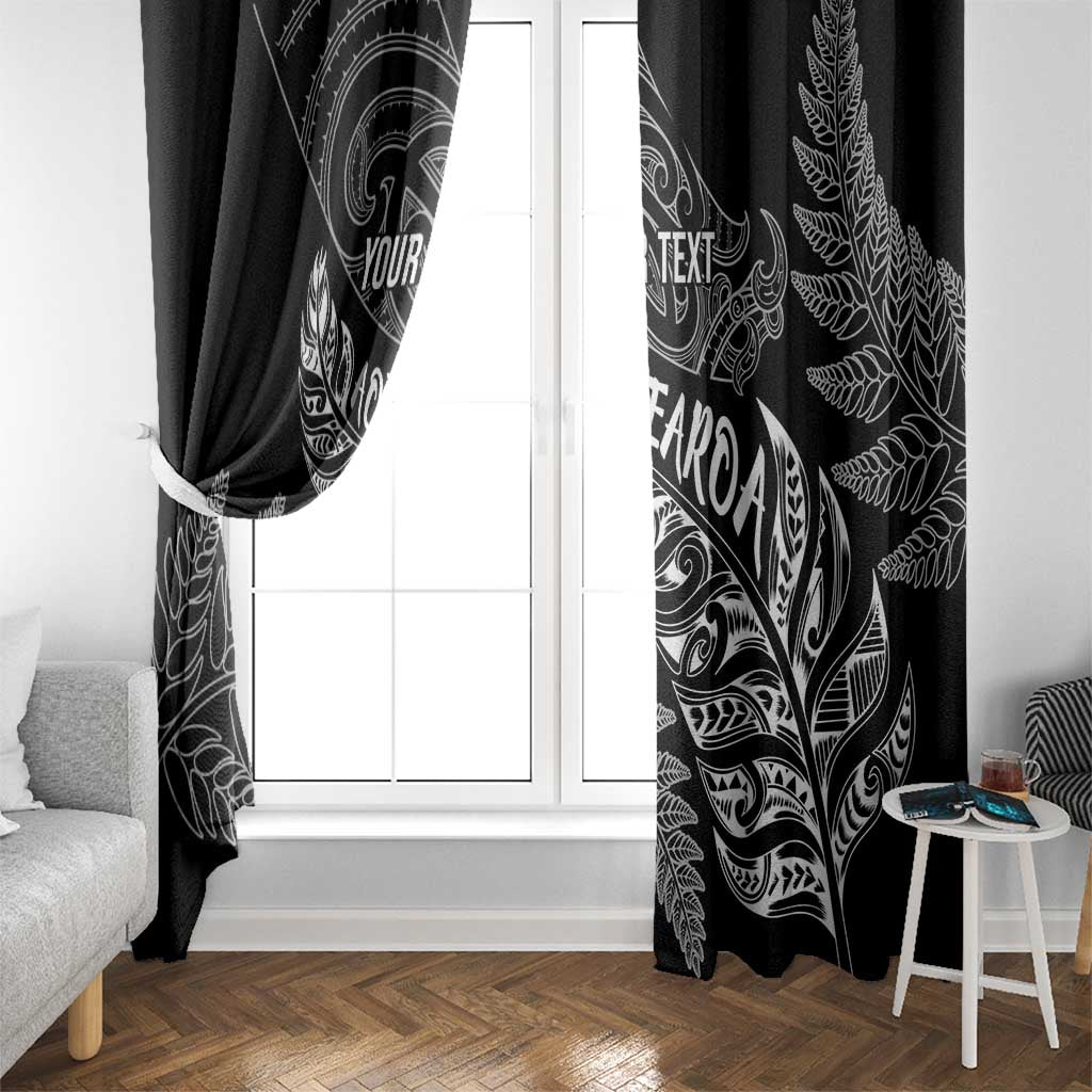Aotearoa Personalized Lawn Bowls Maori Window Curtain New Zealand Black Tribal Silver Fern - Aussie Hoodie