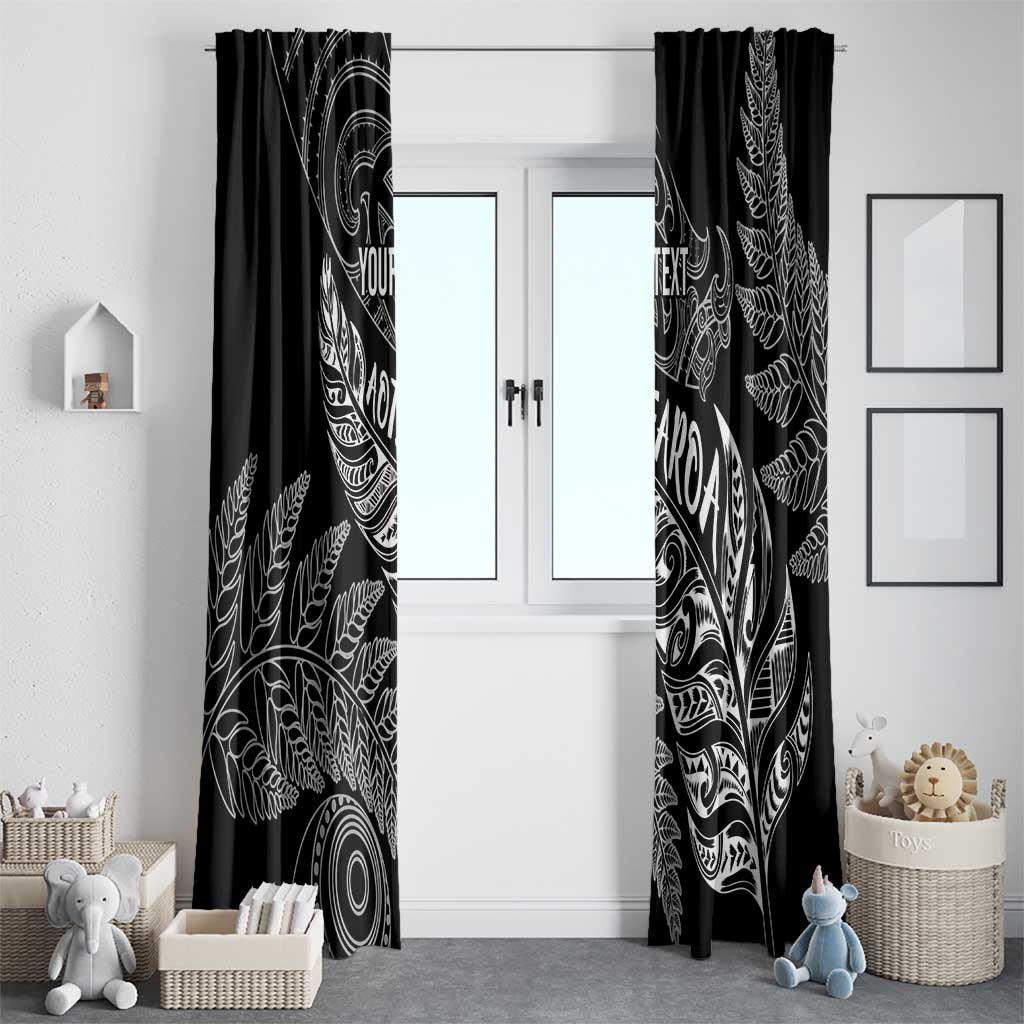 Aotearoa Personalized Lawn Bowls Maori Window Curtain New Zealand Black Tribal Silver Fern - Aussie Hoodie