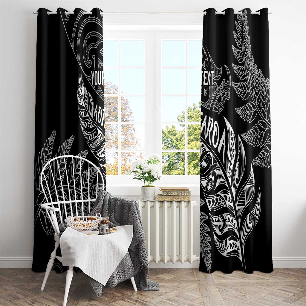 Aotearoa Personalized Lawn Bowls Maori Window Curtain New Zealand Black Tribal Silver Fern - Aussie Hoodie