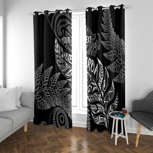 Aotearoa Personalized Lawn Bowls Maori Window Curtain New Zealand Black Tribal Silver Fern - Aussie Hoodie