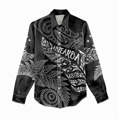 Aotearoa Personalized Lawn Bowls Maori Women Casual Shirt New Zealand Black Tribal Silver Fern - Aussie Hoodie