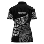 Aotearoa Personalized Lawn Bowls Maori Women Polo Shirt New Zealand Black Tribal Silver Fern - Aussie Hoodie