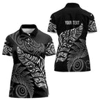 Aotearoa Personalized Lawn Bowls Maori Women Polo Shirt New Zealand Black Tribal Silver Fern - Aussie Hoodie