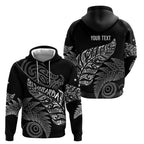 Aotearoa Personalized Lawn Bowls Maori Zip Hoodie New Zealand Black Tribal Silver Fern - Aussie Hoodie
