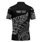 Aotearoa Personalized Lawn Bowls Maori Zipper Polo Shirt New Zealand Black Tribal Silver Fern - Aussie Hoodie