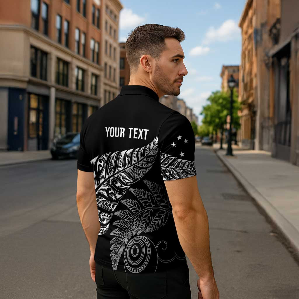 Aotearoa Personalized Lawn Bowls Maori Zipper Polo Shirt New Zealand Black Tribal Silver Fern - Aussie Hoodie