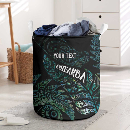 Aotearoa Personalized Lawn Bowls Maori Laundry Basket New Zealand Paua Shell Tribal Silver Fern - Aussie Hoodie