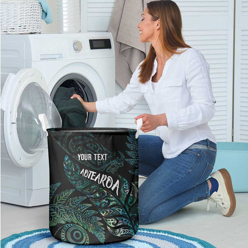 Aotearoa Personalized Lawn Bowls Maori Laundry Basket New Zealand Paua Shell Tribal Silver Fern - Aussie Hoodie