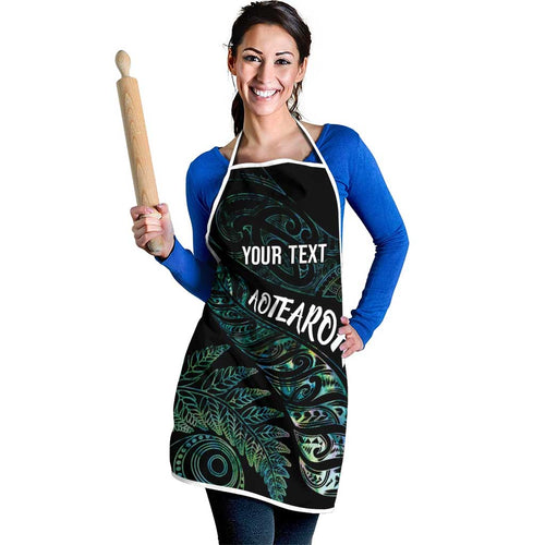 Aotearoa Personalized Lawn Bowls Maori Apron New Zealand Paua Shell Tribal Silver Fern - Aussie Hoodie