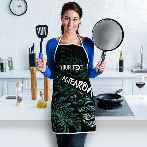 Aotearoa Personalized Lawn Bowls Maori Apron New Zealand Paua Shell Tribal Silver Fern - Aussie Hoodie