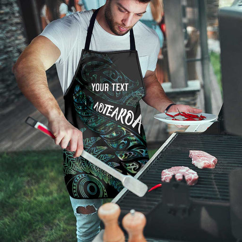 Aotearoa Personalized Lawn Bowls Maori Apron New Zealand Paua Shell Tribal Silver Fern - Aussie Hoodie