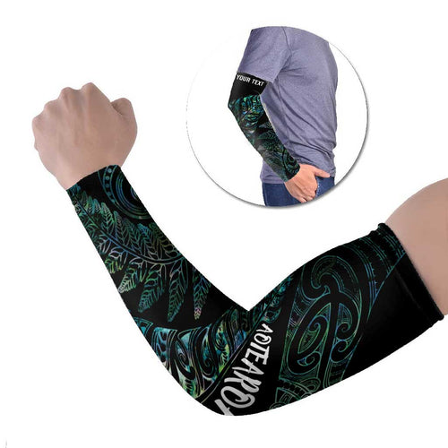 Aotearoa Personalized Lawn Bowls Maori Arm Sleeves New Zealand Paua Shell Tribal Silver Fern - Aussie Hoodie