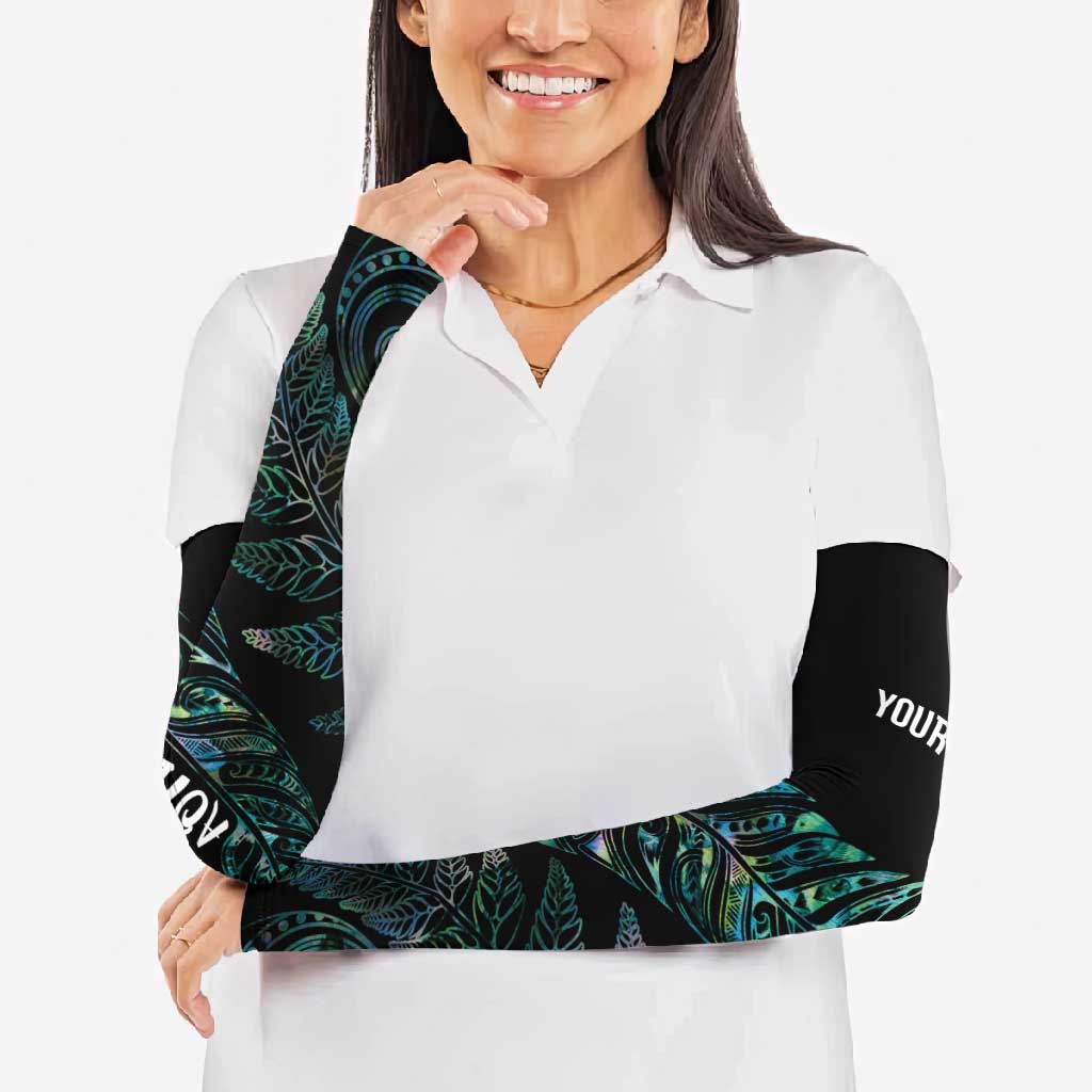 Aotearoa Personalized Lawn Bowls Maori Arm Sleeves New Zealand Paua Shell Tribal Silver Fern - Aussie Hoodie