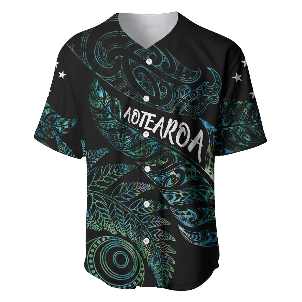 Aotearoa Personalized Lawn Bowls Maori Baseball Jersey New Zealand Paua Shell Tribal Silver Fern - undefined