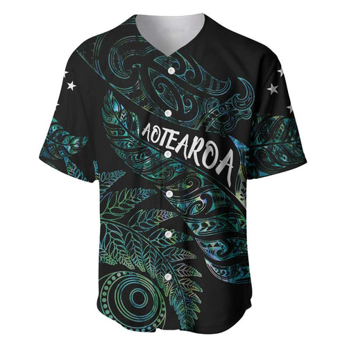 Aotearoa Personalized Lawn Bowls Maori Baseball Jersey New Zealand Paua Shell Tribal Silver Fern - undefined