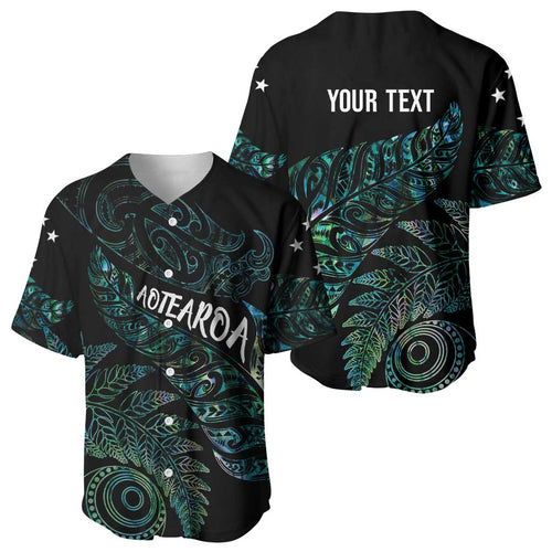 Aotearoa Personalized Lawn Bowls Maori Baseball Jersey New Zealand Paua Shell Tribal Silver Fern - undefined