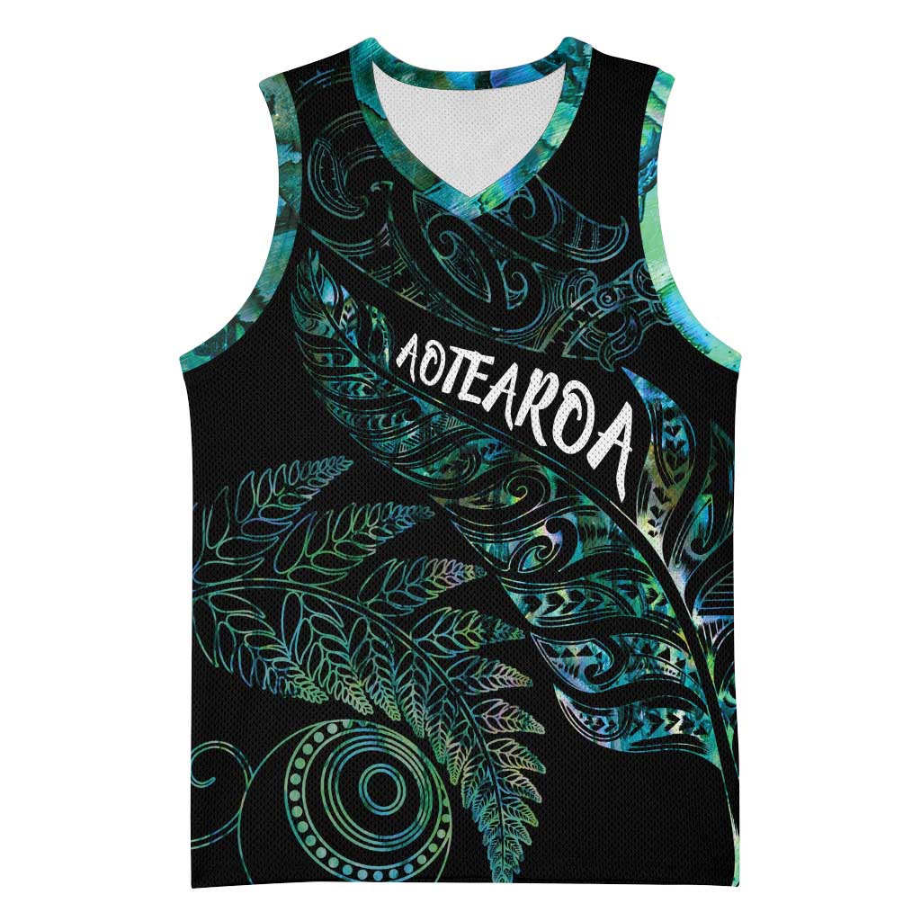 Aotearoa Personalized Lawn Bowls Maori Basketball Jersey New Zealand Paua Shell Tribal Silver Fern - Aussie Hoodie