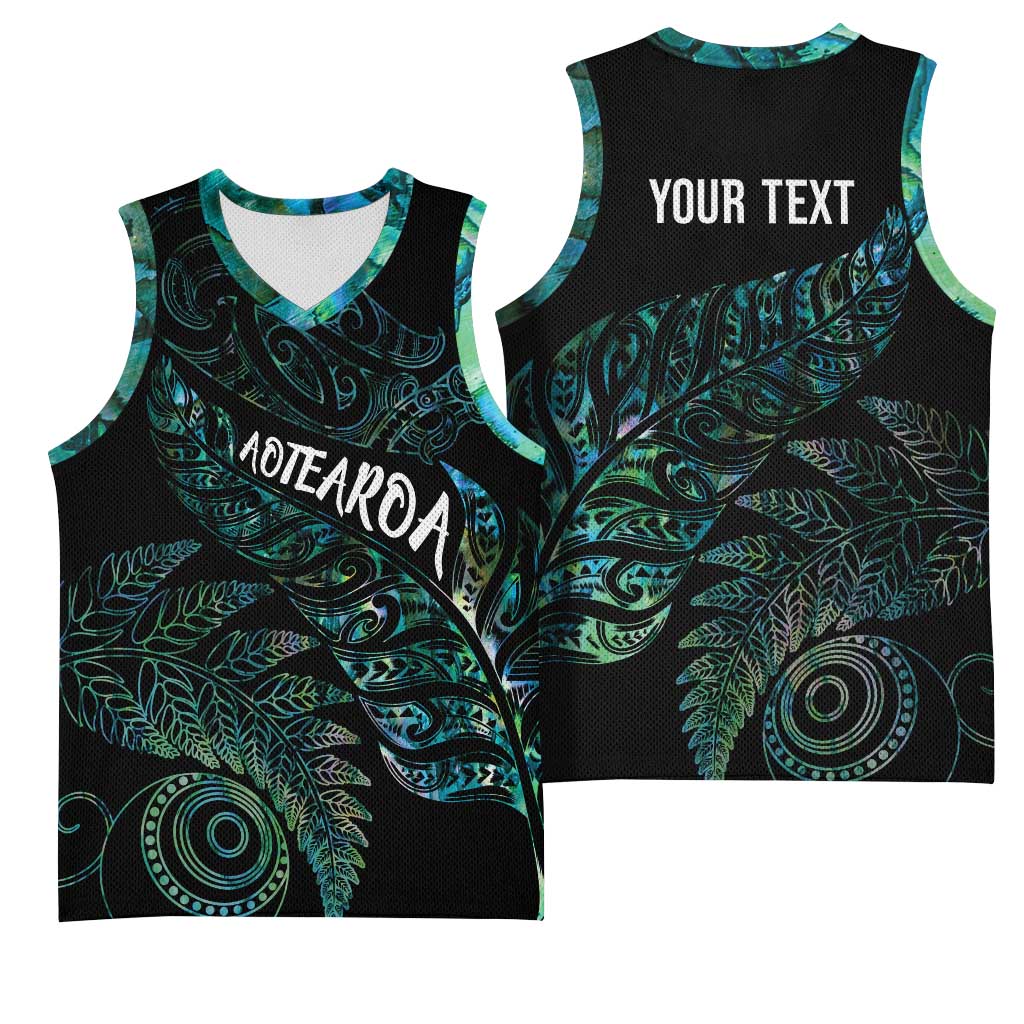 Aotearoa Personalized Lawn Bowls Maori Basketball Jersey New Zealand Paua Shell Tribal Silver Fern - Aussie Hoodie