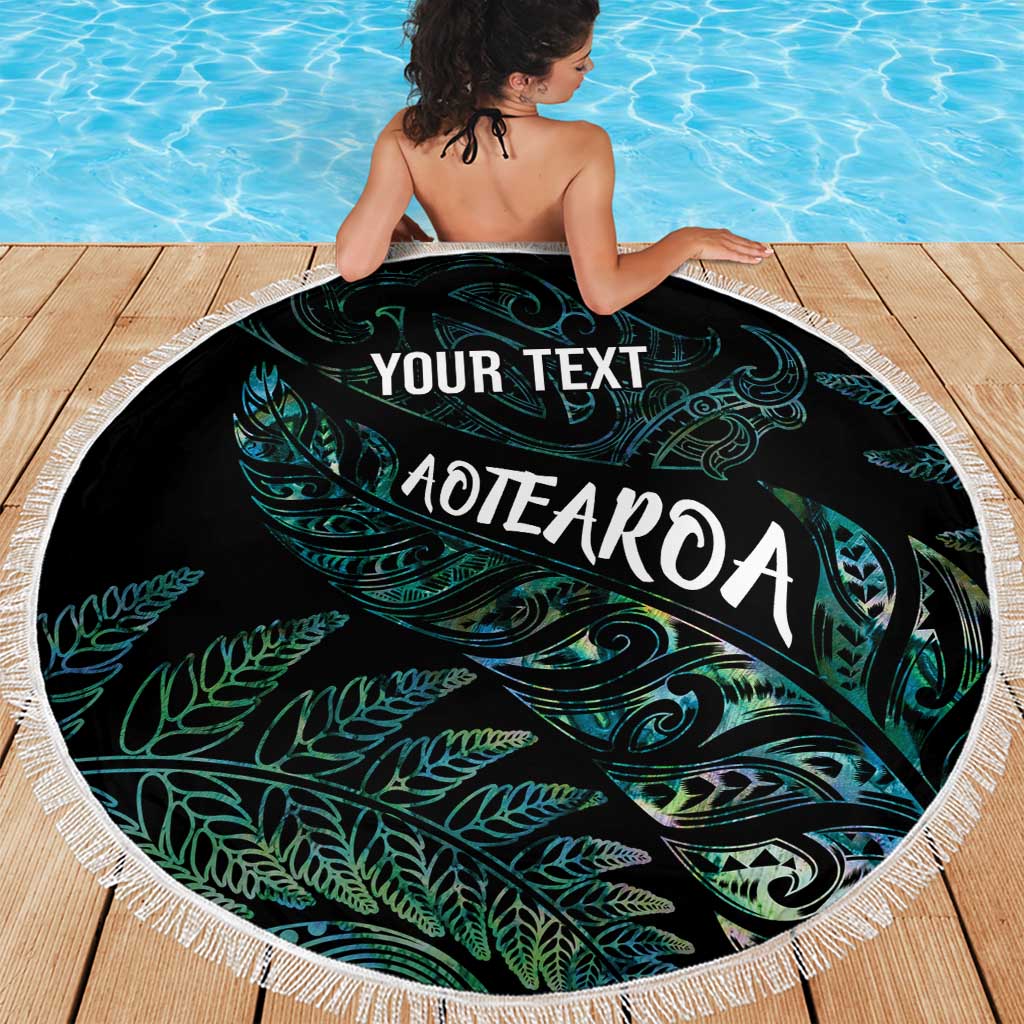 Aotearoa Personalized Lawn Bowls Maori Beach Blanket New Zealand Paua Shell Tribal Silver Fern - Aussie Hoodie