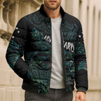 Aotearoa Personalized Lawn Bowls Maori Bomber Puffer Jacket New Zealand Paua Shell Tribal Silver Fern - Aussie Hoodie
