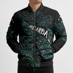 Aotearoa Personalized Lawn Bowls Maori Bomber Puffer Jacket New Zealand Paua Shell Tribal Silver Fern - Aussie Hoodie