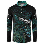 Aotearoa Personalized Lawn Bowls Maori Button Sweatshirt New Zealand Paua Shell Tribal Silver Fern - Aussie Hoodie