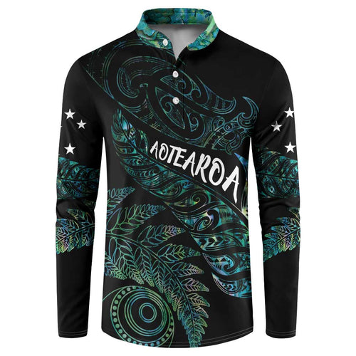 Aotearoa Personalized Lawn Bowls Maori Button Sweatshirt New Zealand Paua Shell Tribal Silver Fern - Aussie Hoodie