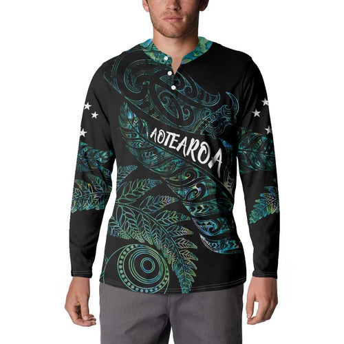 Aotearoa Personalized Lawn Bowls Maori Button Sweatshirt New Zealand Paua Shell Tribal Silver Fern - Aussie Hoodie