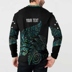 Aotearoa Personalized Lawn Bowls Maori Button Sweatshirt New Zealand Paua Shell Tribal Silver Fern - Aussie Hoodie