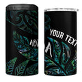 Aotearoa Personalized Lawn Bowls Maori 4 in 1 Can Cooler Tumbler New Zealand Paua Shell Tribal Silver Fern - Aussie Hoodie