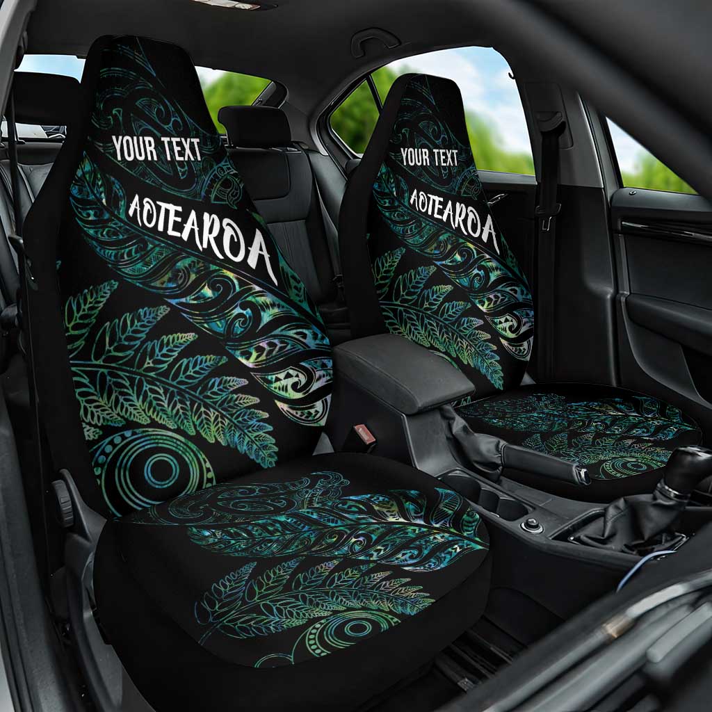 Aotearoa Personalized Lawn Bowls Maori Car Seat Cover New Zealand Paua Shell Tribal Silver Fern - Aussie Hoodie