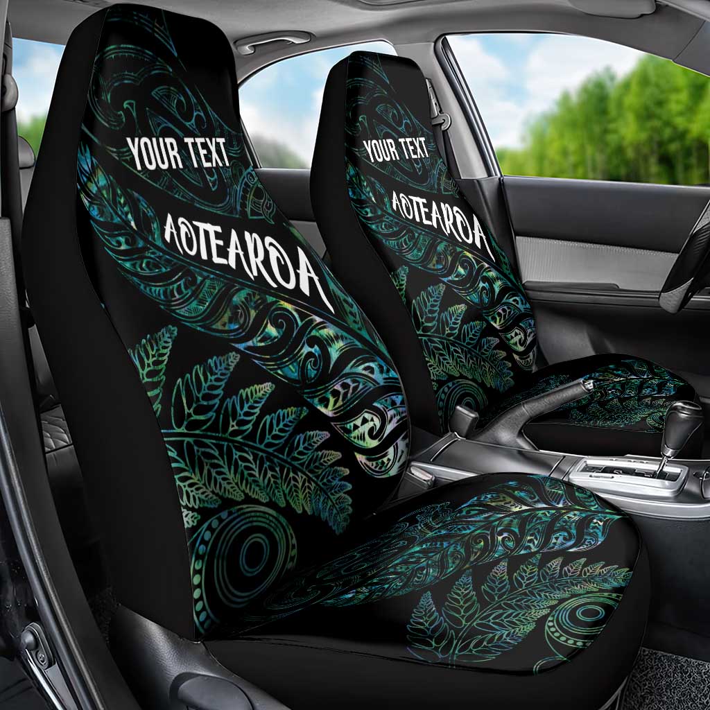 Aotearoa Personalized Lawn Bowls Maori Car Seat Cover New Zealand Paua Shell Tribal Silver Fern - Aussie Hoodie