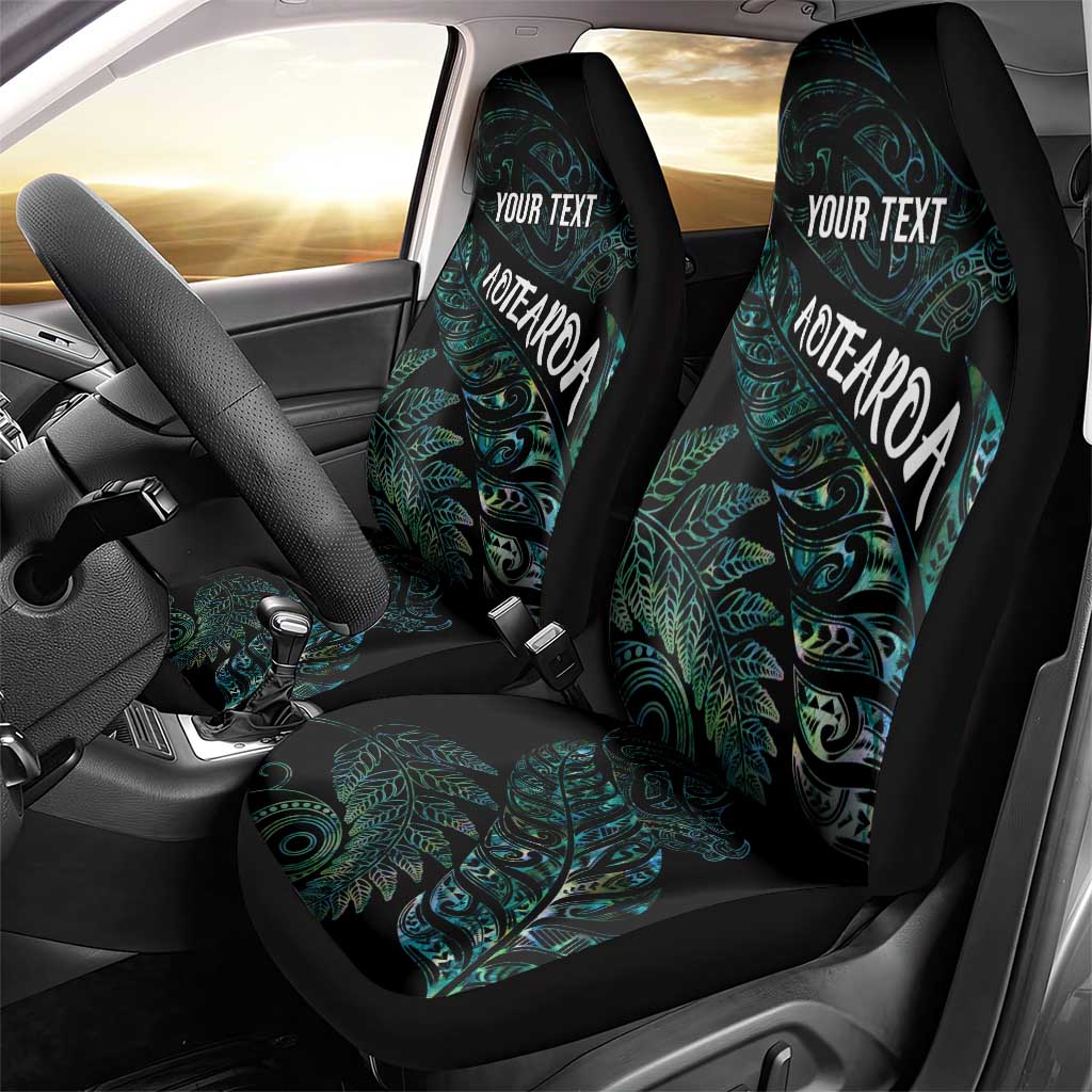 Aotearoa Personalized Lawn Bowls Maori Car Seat Cover New Zealand Paua Shell Tribal Silver Fern - Aussie Hoodie