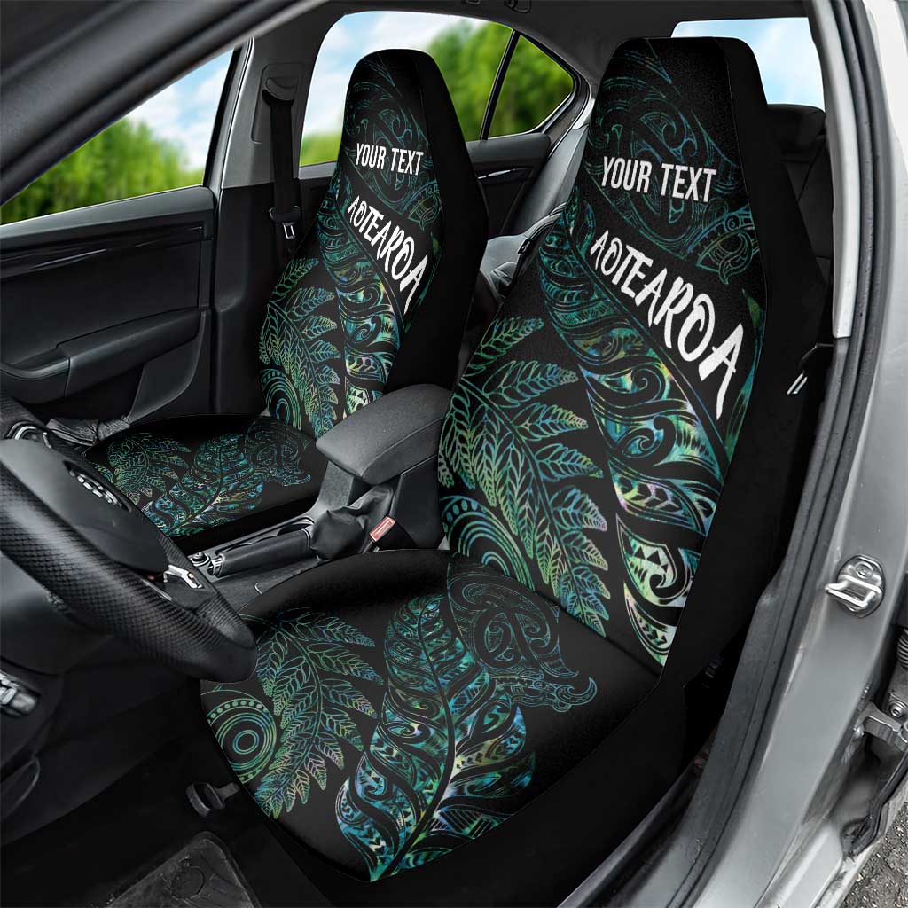 Aotearoa Personalized Lawn Bowls Maori Car Seat Cover New Zealand Paua Shell Tribal Silver Fern - Aussie Hoodie