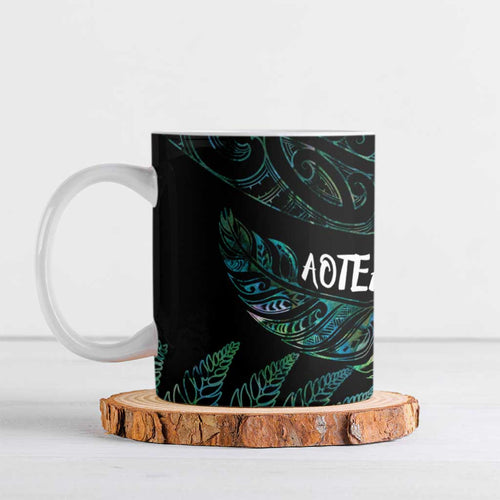 Aotearoa Personalized Lawn Bowls Maori Ceramic Mug New Zealand Paua Shell Tribal Silver Fern - Aussie Hoodie