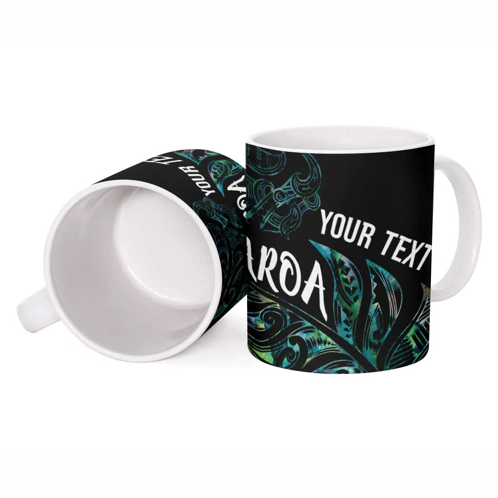 Aotearoa Personalized Lawn Bowls Maori Ceramic Mug New Zealand Paua Shell Tribal Silver Fern - Aussie Hoodie