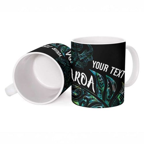 Aotearoa Personalized Lawn Bowls Maori Ceramic Mug New Zealand Paua Shell Tribal Silver Fern - Aussie Hoodie