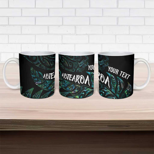 Aotearoa Personalized Lawn Bowls Maori Ceramic Mug New Zealand Paua Shell Tribal Silver Fern - Aussie Hoodie